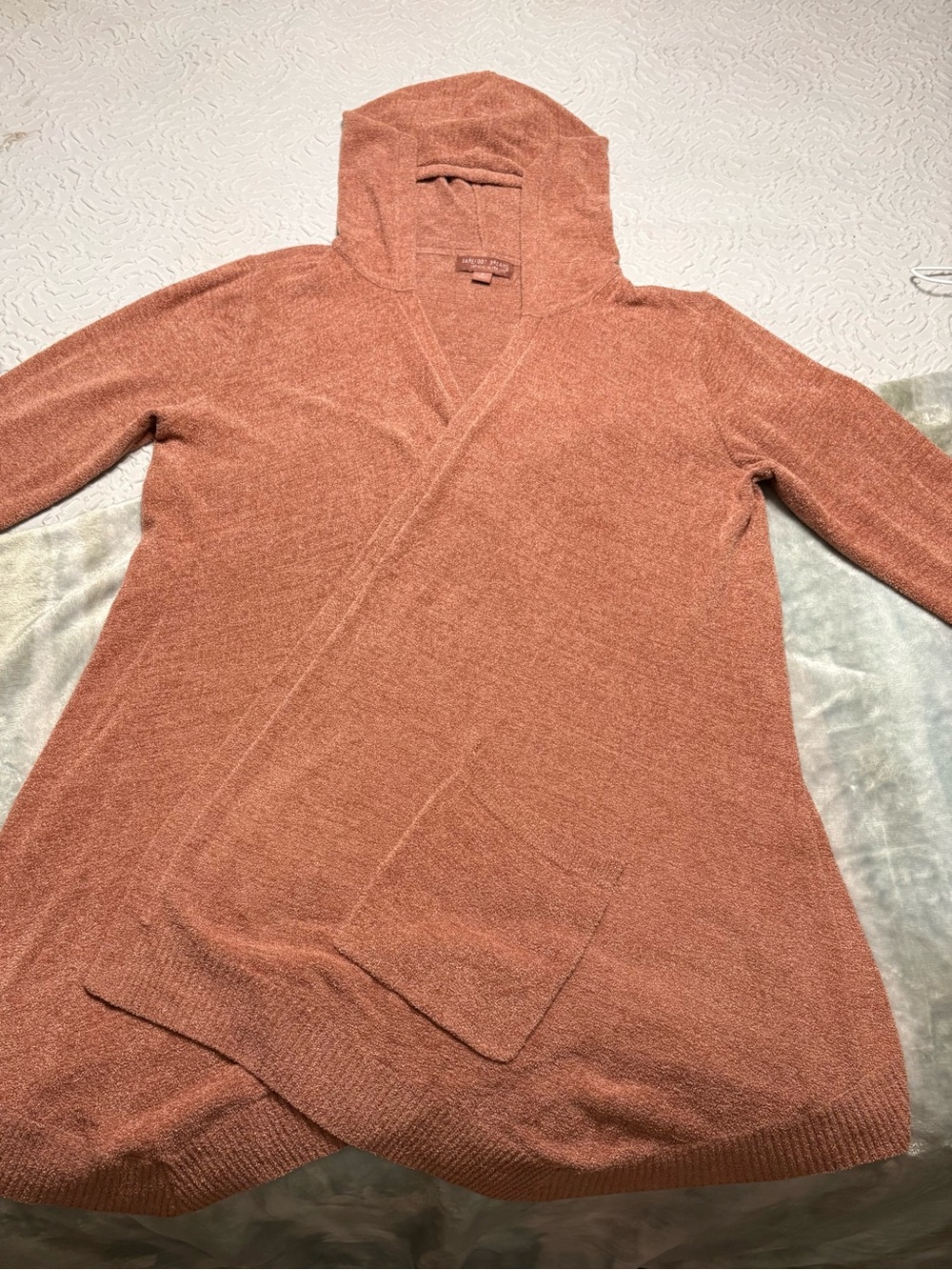 Barefoot Dreams Cozy Wrap Hoodie Sweater in Rust